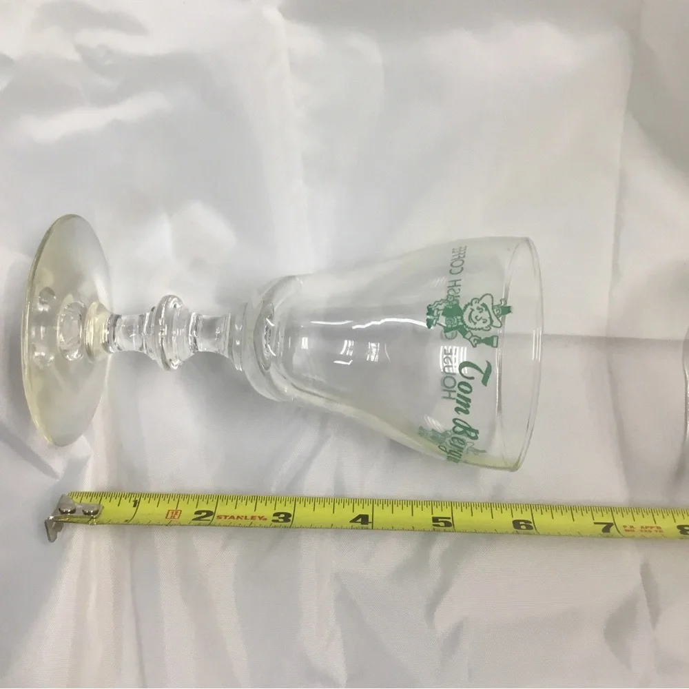 2 Tom Bergin’s House Of Irish Coffee Glasses 5.5” Leprechaun Stem VTG Green